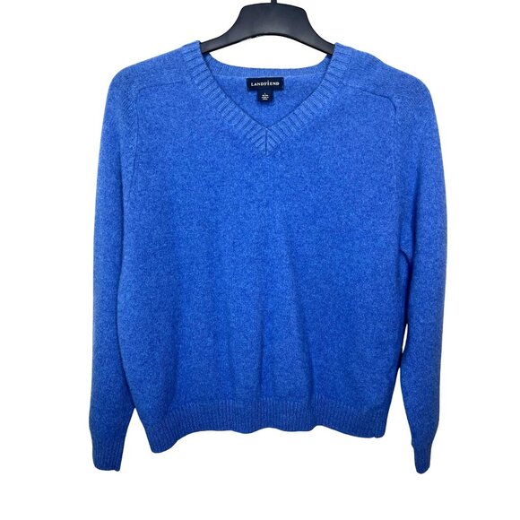 Lands End Men's Blue Wool & Cashmere Blend V-Neck Sweater Size Large 42-44 - Picture 1 of 8